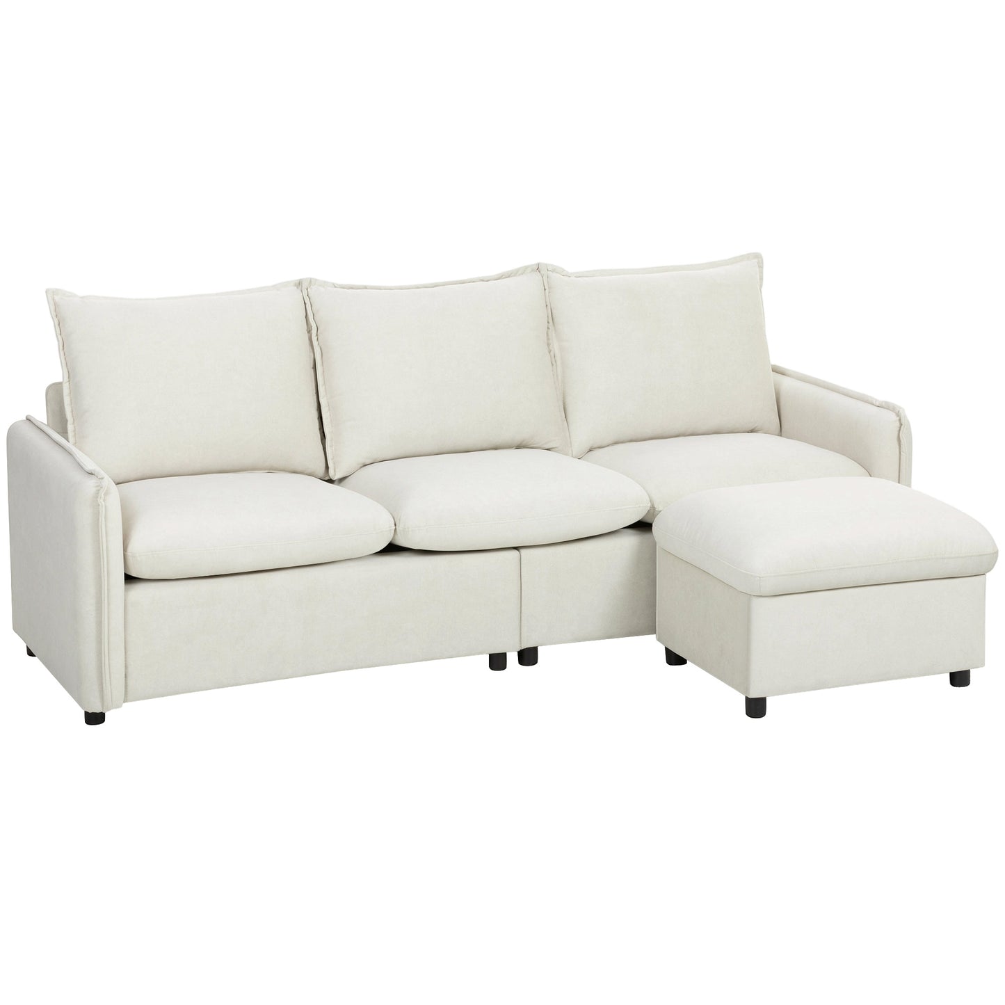 Set Canapea 3 Locuri, , Leathaire, 212x125x84cm, Crem