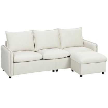 Set Canapea 3 Locuri, , Leathaire, 212x125x84cm, Crem
