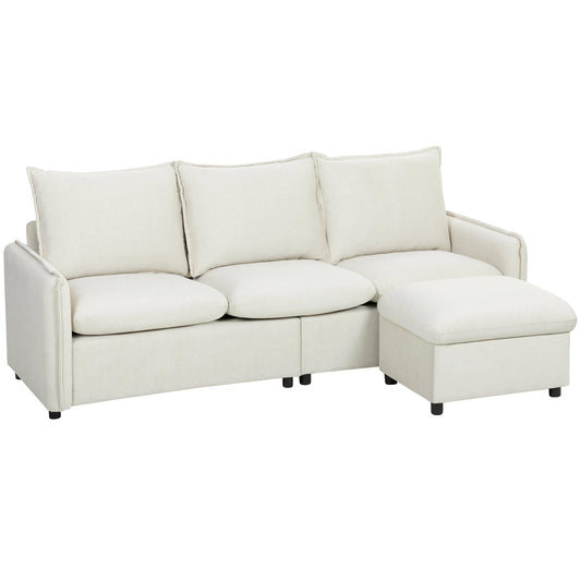 Set Canapea 3 Locuri, , Leathaire, 212x125x84cm, Crem