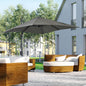 Umbrelă de Grădină cu Manivelă de Mână cu Unghi Reglabil pe 5 Niveluri și Rotație la 360°, 245x245x245 cm, Gri