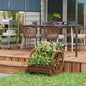 Jardinieră de Exterior cu 3 Niveluri, cu Roți Decorative din Lemn de Brad Carbonizat, 62x61x57 cm
