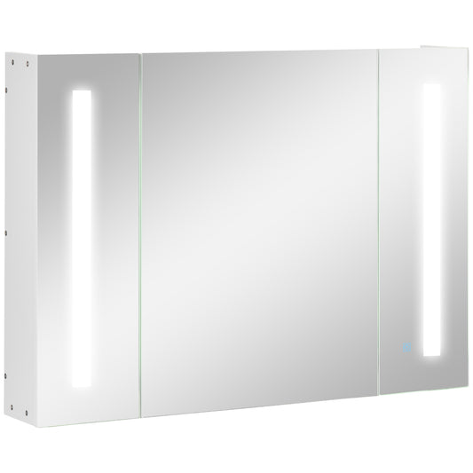 Dulap Baie LED – Oglinda, 3 Usi & Rafturi Reglabile