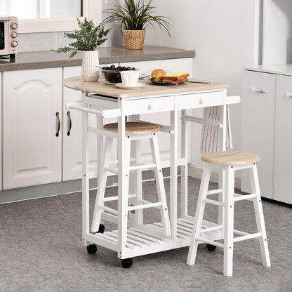 Carut Bucatarie Pliabil – Cu 2 Scaune Incluse, MDF Alb