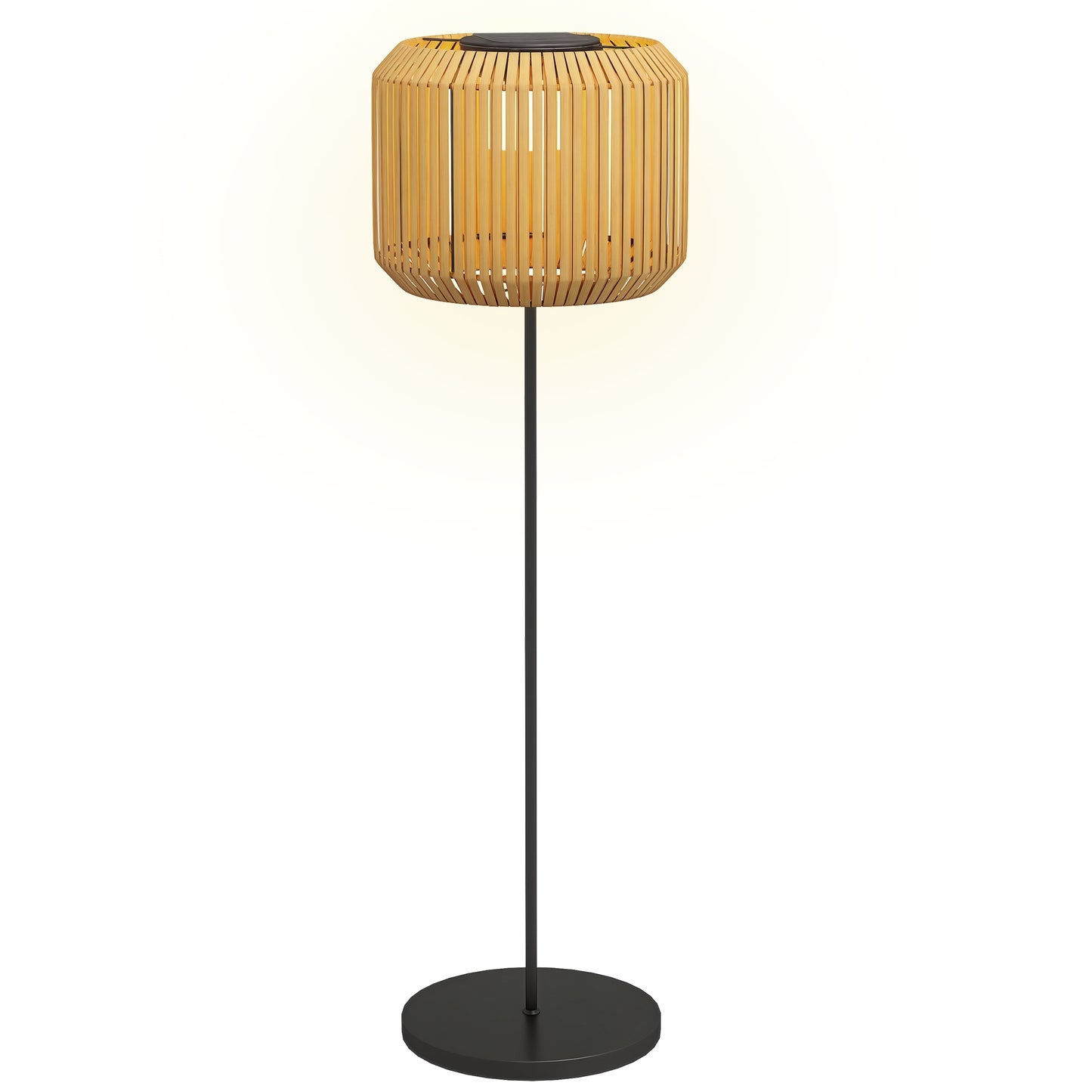 Lampă Solară  pentru Grădină cu Iluminare LED, din Oțel și Rattan PE, Ø34x130 cm, Galben