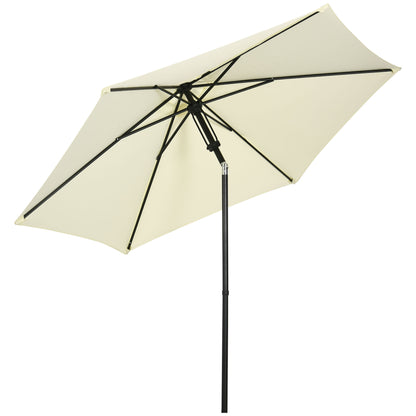 Umbrela pentru gradina din poliester si metal cu 6 bare, cu acoperis inclinabil la 45°, Ø262x243 cm, bej si negru