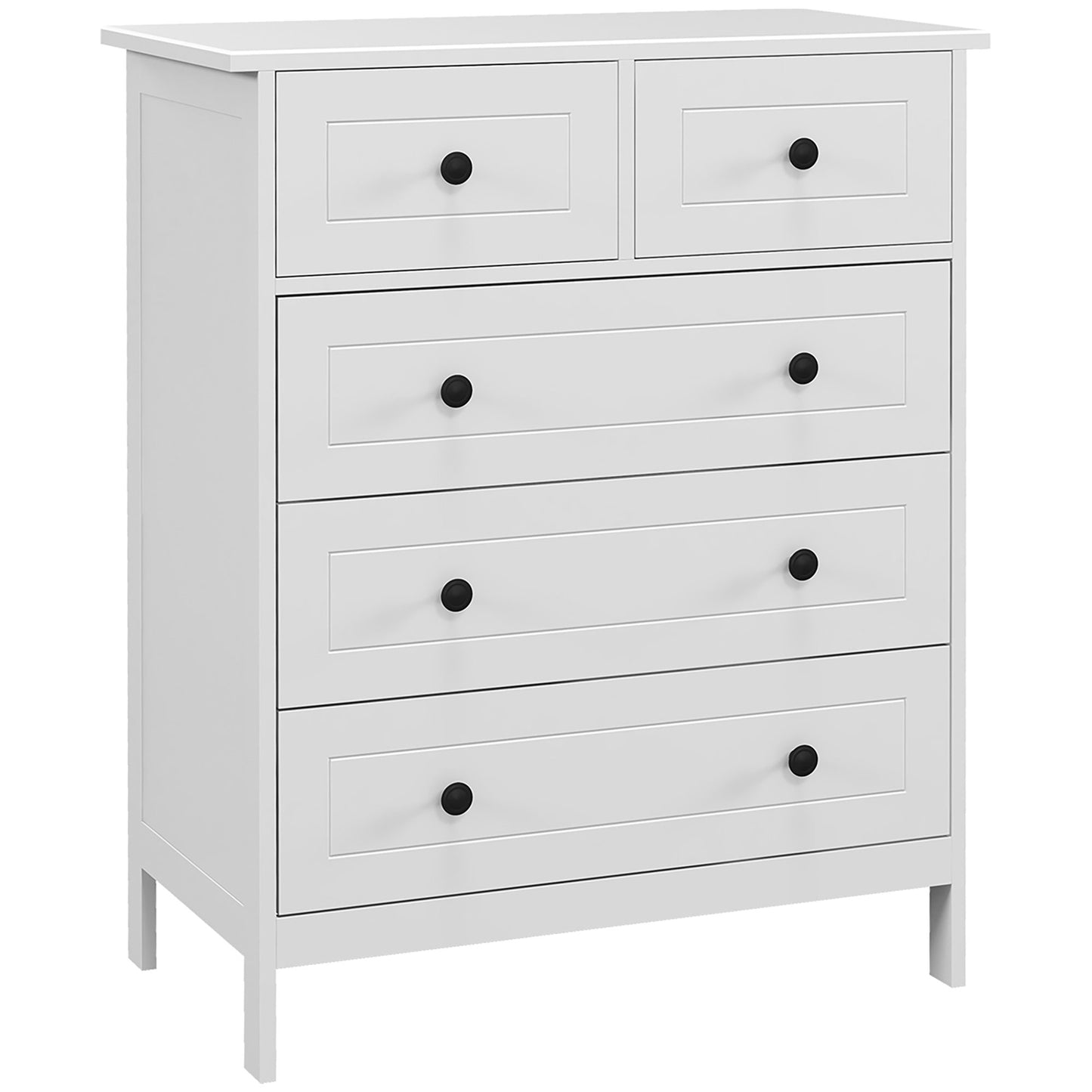 Comodă cu 5 Sertare pentru Dormitor și Cameră de Zi, Unitate de Organizare și Depozitare, Design Modern, 67.5x33x101cm, Alb