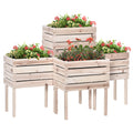 Ghiveci de Gradina Ridicat cu 4 Ghiveci pentru Plante de 50x30x60cm din Lemn