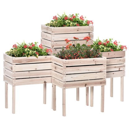 Ghiveci de Gradina Ridicat cu 4 Ghiveci pentru Plante de 50x30x60cm din Lemn