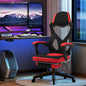 Scaun de Birou Ergonomic și Reclinabil  cu Suport pentru Picioare, din Material Textil Respirabil, 58x63x112-122 cm, Negru și Roșu