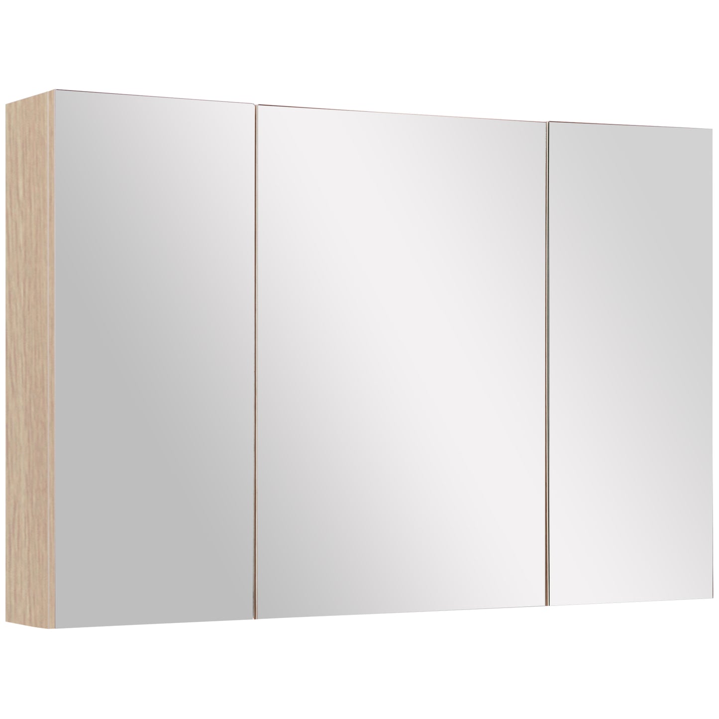 Dulap Baie Perete – Stejar, 3 Usi cu Oglinda, 90×60 cm