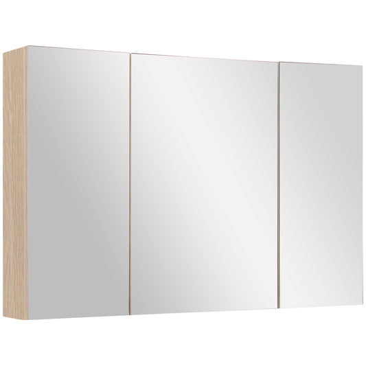 Dulap Baie Perete – Stejar, 3 Usi cu Oglinda, 90×60 cm