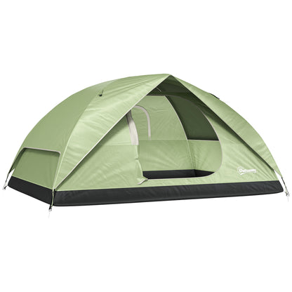 Cort de Camping pentru 3 Persoane cu Port de Încărcare, Buzunare și Geantă de Transport, 205x275x135 cm, Verde