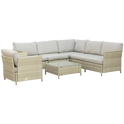 Set mobilier de grădină modular din ratan PE, 7 piese, cu perne, bej