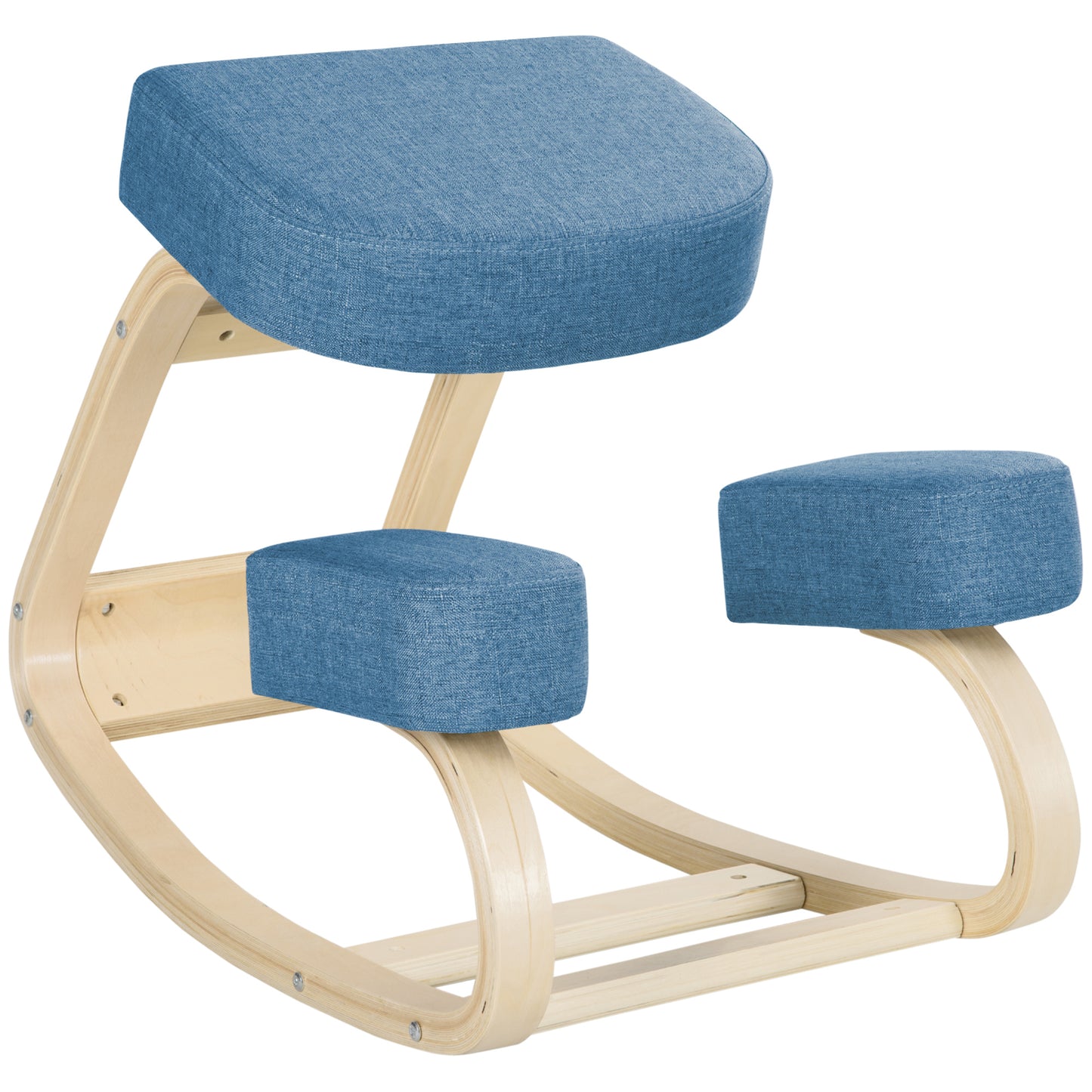 Scaun Ergonomic cu Suport pentru Genunchi din Lemn de Mesteacăn, 51x69x58 cm, Albastru