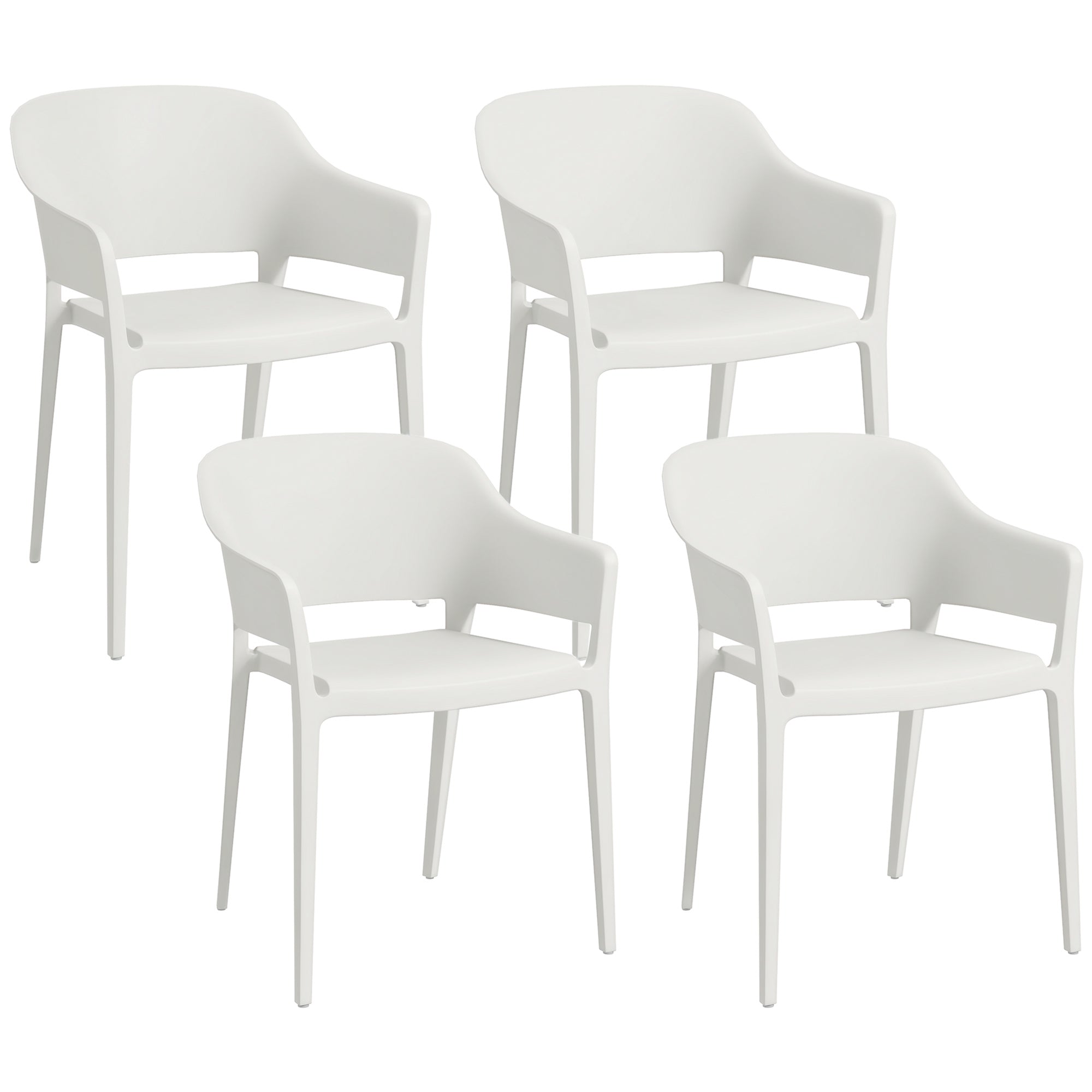 Set 4 Scaune Gradina Plastic PP – Spatar inalt, Cotiera, Rezistente UV