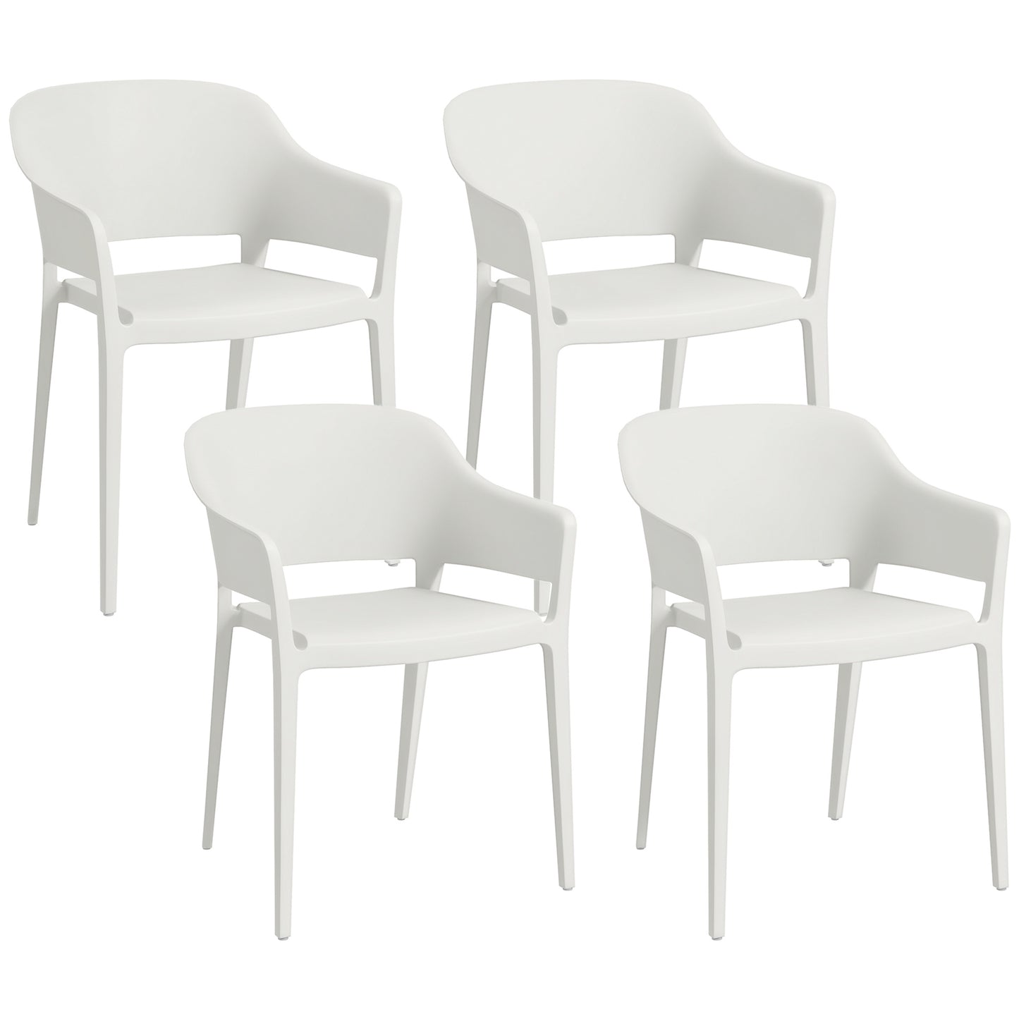 Set 4 Scaune Gradina Plastic PP – Spatar inalt, Cotiera, Rezistente UV