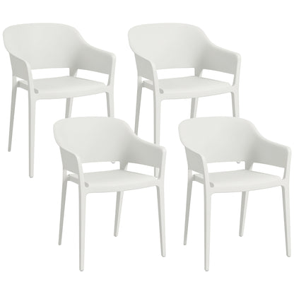 Set 4 Scaune Gradina Plastic PP – Spatar inalt, Cotiera, Rezistente UV
