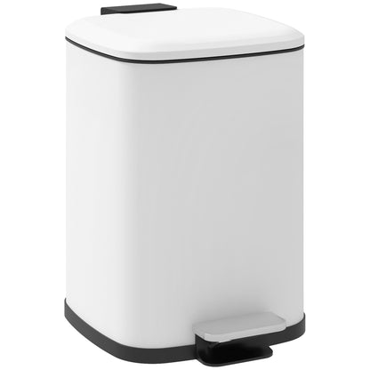 Coș de gunoi de 12L cu pedală și închidere silențioasă, din metal și PP, 24.5x32x34.5 cm, alb