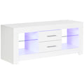 Comoda TV cu LED RGB – 55”, Etajere Sticla & Telecomanda, 12 Culori, 10W