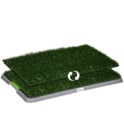 Toaletă pentru Câini cu Gazon Artificial, Iarbă de Schimb și Tavă Inferioară, 67x41cm