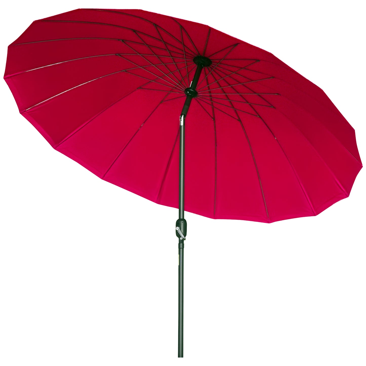Umbrelă Rotundă Pliabilă cu 18 Spițe și Manivelă, din Metal și Poliester, Ø250x240 cm, Roșu Vin
