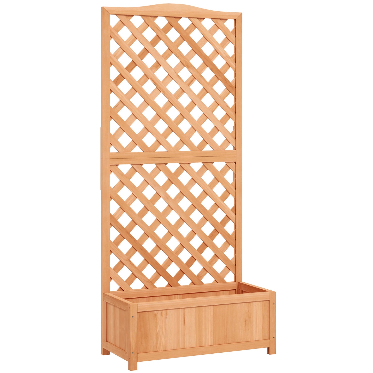 Jardinieră cu Spalier pentru Plante Cățărătoare și Bază Largă, din Lemn de Brad, 76x36x170 cm, Maro
