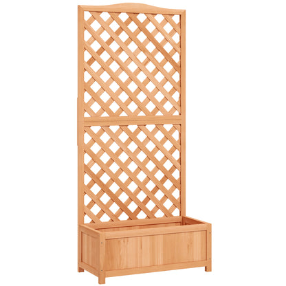 Jardinieră cu Spalier pentru Plante Cățărătoare și Bază Largă, din Lemn de Brad, 76x36x170 cm, Maro
