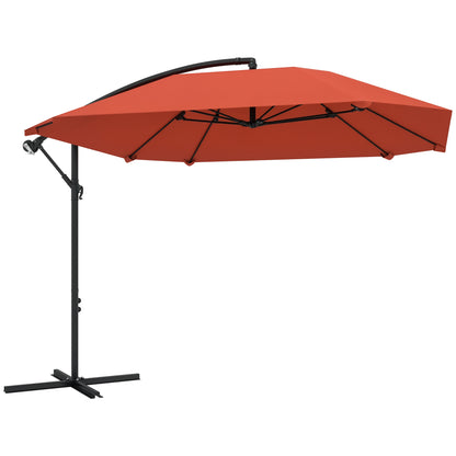 Umbrelă de Soare Suspendată cu Bază în Cruce, Articulație Tip Banană și Manivelă, 304x260x245 cm, Maro