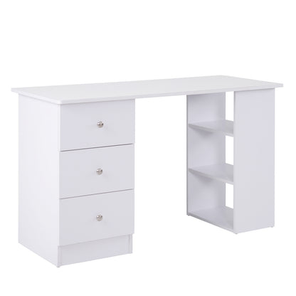 Masa Birou Alba – Cu Sertare & Rafturi Laterale, 120 cm