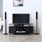 Comoda TV cu 2 compartimente inchise raft blat benzi antiderapante negru