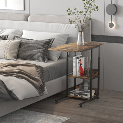 Masuta de Sufragerie, Noptiera cu Design Reglabil in Inaltime, Maro stil Rustic