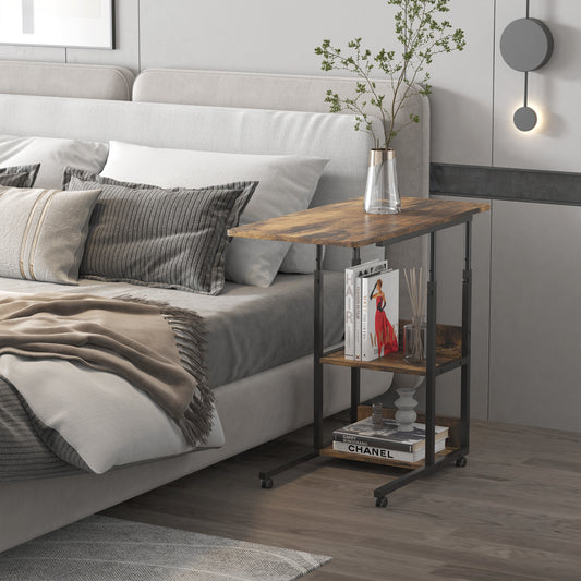 Masuta de Sufragerie, Noptiera cu Design Reglabil in Inaltime, Maro stil Rustic