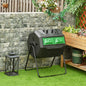 Compostor Rotativ cu 2 Secțiuni și 8 Prize de Aerisire din Oțel și PP, 160L, 71x65x96 cm, Gri