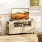 Dulap TV mobil pentru televizoare de până la 42", cu roți pivotante și frână, rafturi ajustabile și sertare, 102x34.5x48.5 cm, lemn