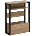 Măsuță Living Stil Industrial cu 2 Rafturi, Lemn și Metal, 46 x 18 x 58,5 cm, Nuc Închis