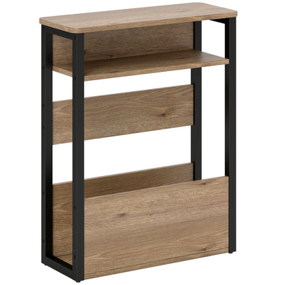 Măsuță Living Stil Industrial cu 2 Rafturi, Lemn și Metal, 46 x 18 x 58,5 cm, Nuc Închis