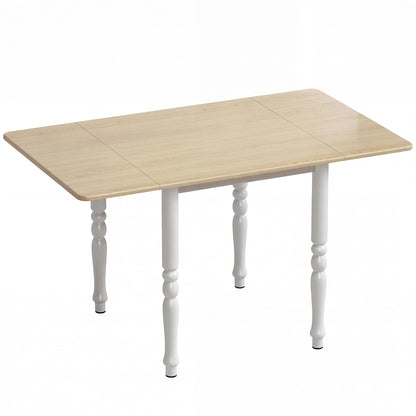 Masă Pliabilă pentru 2-6 Persoane, Extensibilă, Efect de Lemn, Finisaj Natural