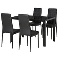Set de luat masa 4 Scaune tapitate si 1 Masa pentru 4 persoane negru