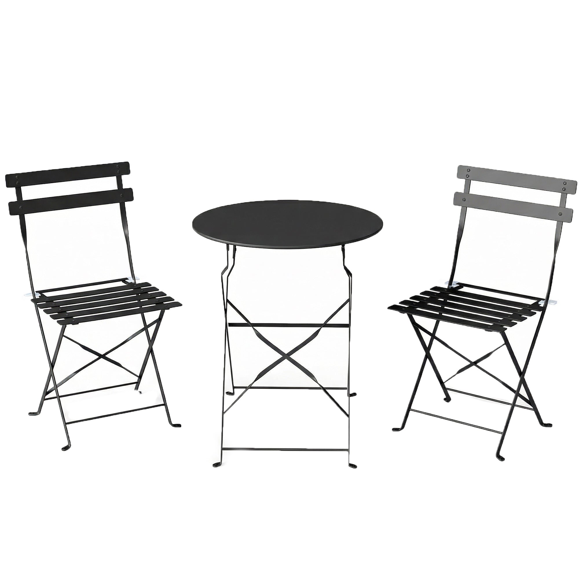 Set Bistro Exterior, Mobilier Pliabil cu Masă și 2 Scaune, Negru