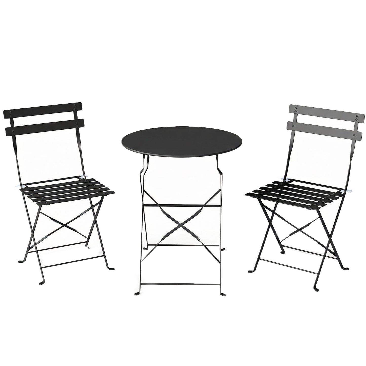 Set Bistro Exterior, Mobilier Pliabil cu Masă și 2 Scaune, Negru