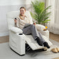 Fotoliu Relax Electric Reclinabil 150° cu Suport pentru Picioare, Funcție Memorie, Telecomandă, din Catifea, Crem