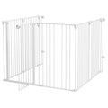 Tarc de Joaca 2-in-1 Multifunctional pentru Catelusi si Poarta de Siguranta pentru Animale de Companie, 6 Panouri, Tarc pentru Exercitii cu Usa cu Dubla Blocare, 100cm Inaltime, Alb