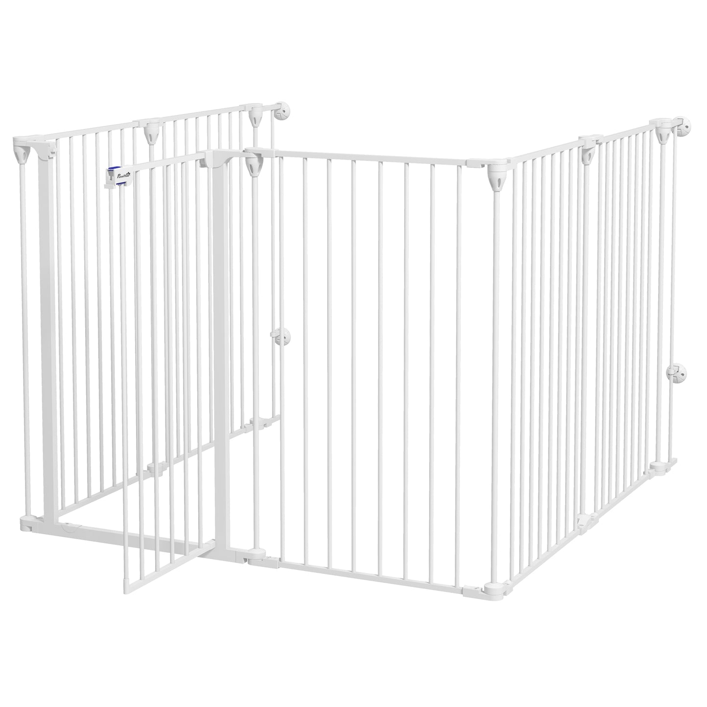 Tarc de Joaca 2-in-1 Multifunctional pentru Catelusi si Poarta de Siguranta pentru Animale de Companie, 6 Panouri, Tarc pentru Exercitii cu Usa cu Dubla Blocare, 100cm Inaltime, Alb