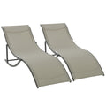 Set 2 Sezlonguri de Gradina Pliabile, Sezlong pentru plaja din Aluminiu si Textilen, 61x165x63cm, negru si kaki