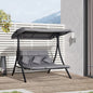 Balansoar cu 3 Scaune din Material Textil cu Perne si Acoperis Reglabil, Gri, 200x115x168 cm