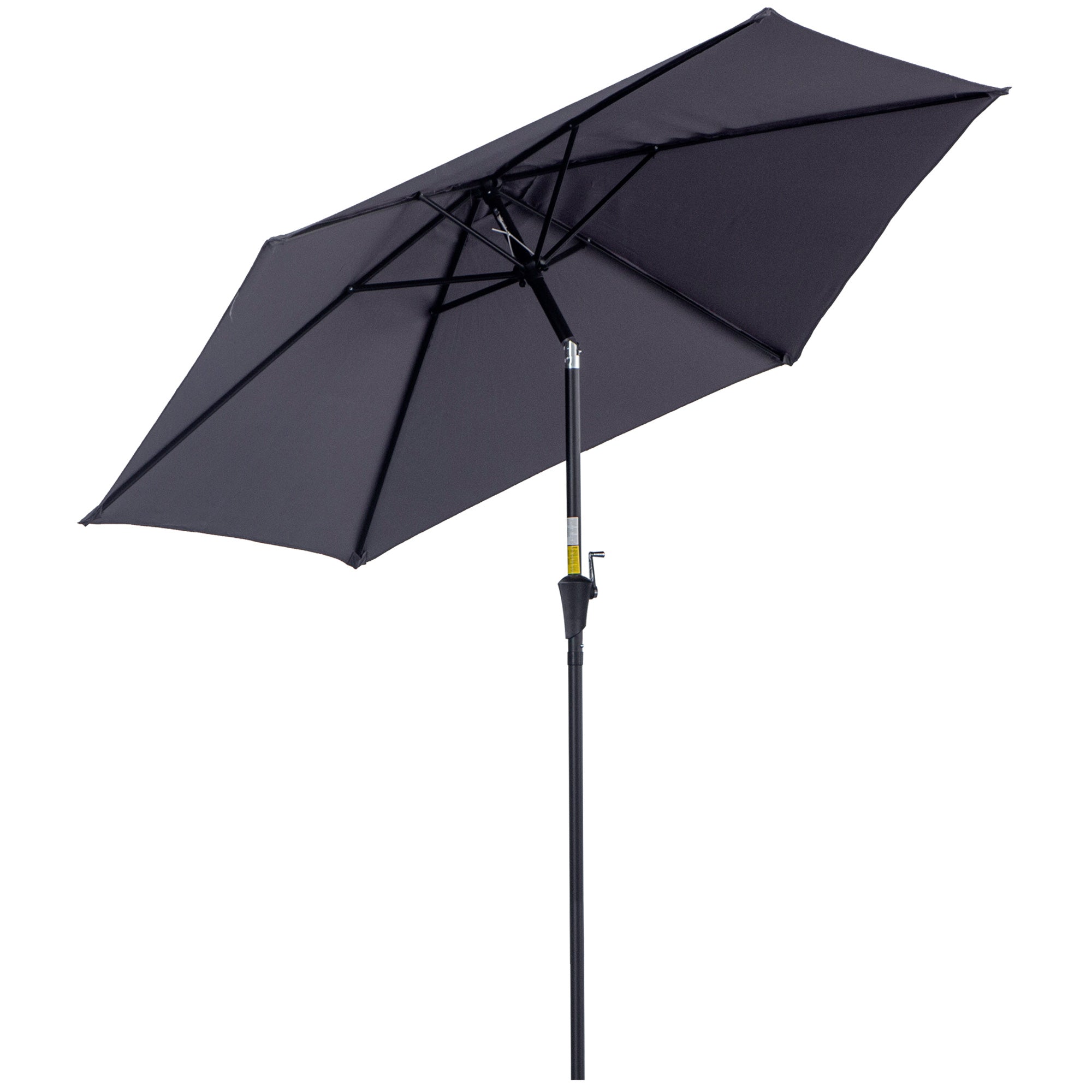 Umbrela de Gradina cu Manivela, din Aluminiu si Poliester Gri si Negru, Φ2,6x2,35m