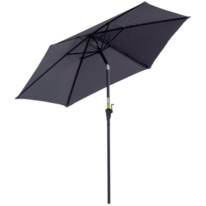 Umbrela de Gradina cu Manivela, din Aluminiu si Poliester Gri si Negru, Φ2,6x2,35m
