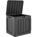 Ladă de Depozitare Grădină 121L din Plastic, Cutie de Exterior cu Mânere, Impermeabilă și Bloccabilă pentru Unelte și Accesorii, 56x45x53 cm, Negru