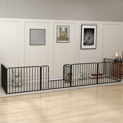 țarc pentru câini cu 6 panouri modulare pentru interior și exterior, din oțel, 164x83x60 cm, negru