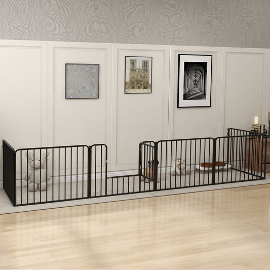 țarc pentru câini cu 6 panouri modulare pentru interior și exterior, din oțel, 164x83x60 cm, negru
